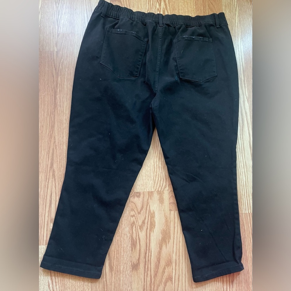 Terra & Sky Mid Rise Pull On Curvy Capri Black Pants size 2X New - Picture 3 of 4